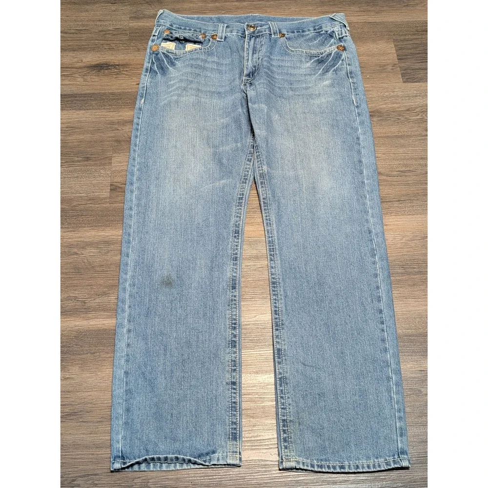 True Religion Joey Super T Mens Blue Jeans 38x34(32)‎ Light Wash Made in USA